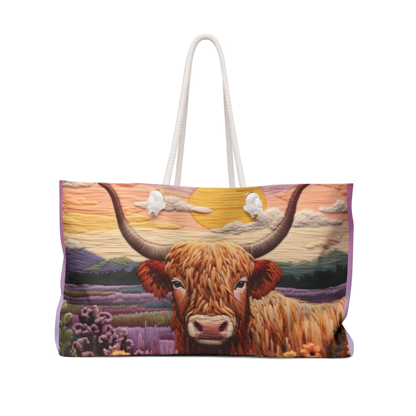 Detailed Highland Cow Weekender Bag