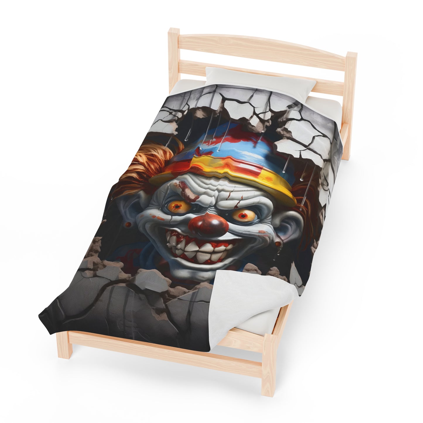 Creepy Clown Velveteen Plush Blanket