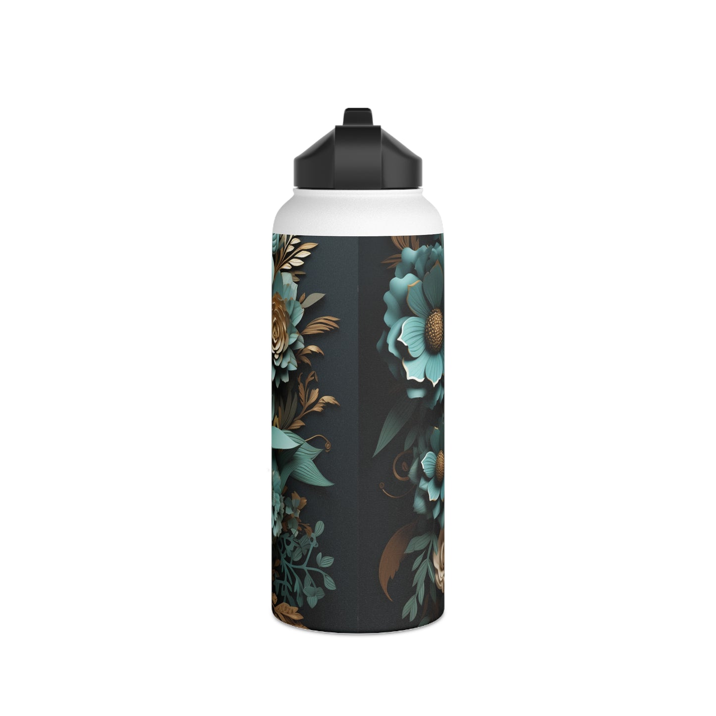 Skull Candy Gold and Teal Stainless Steel Water Bottle, Standard Lid