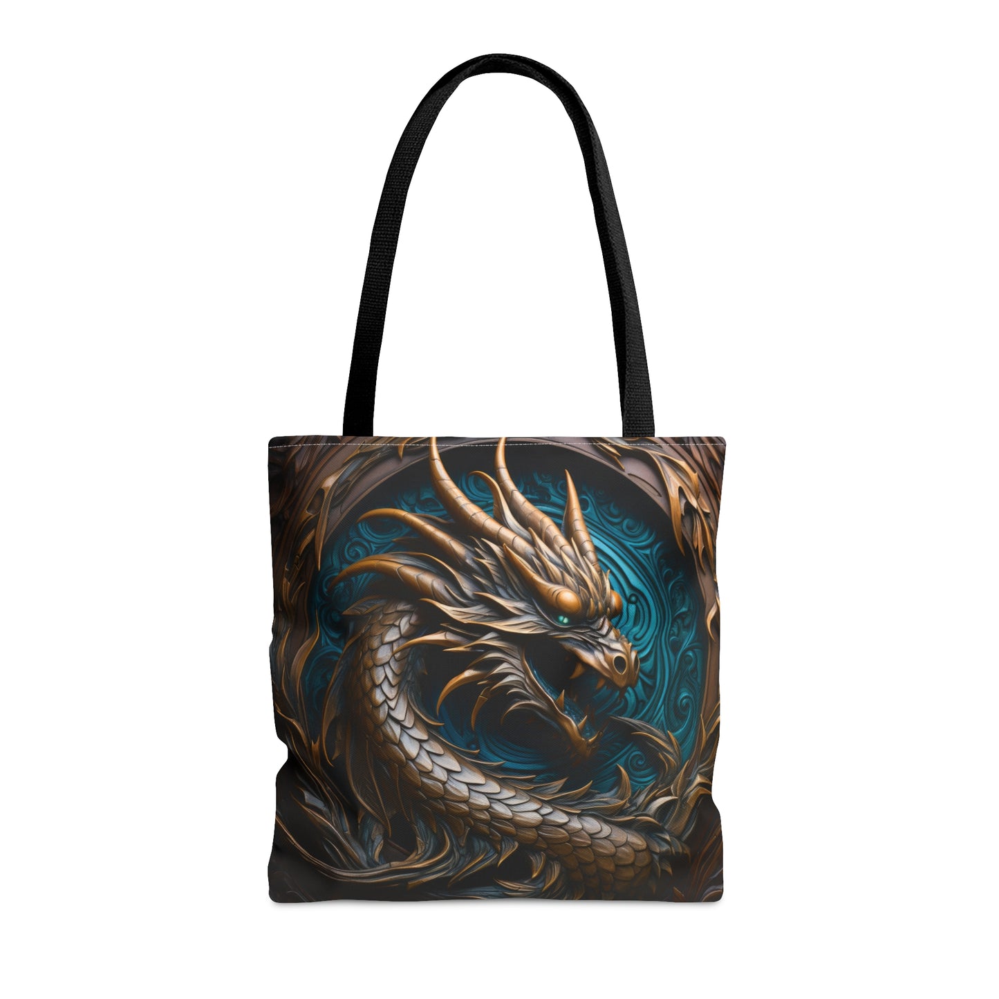 Gold and Teal Dragon Tote Bag (AOP)