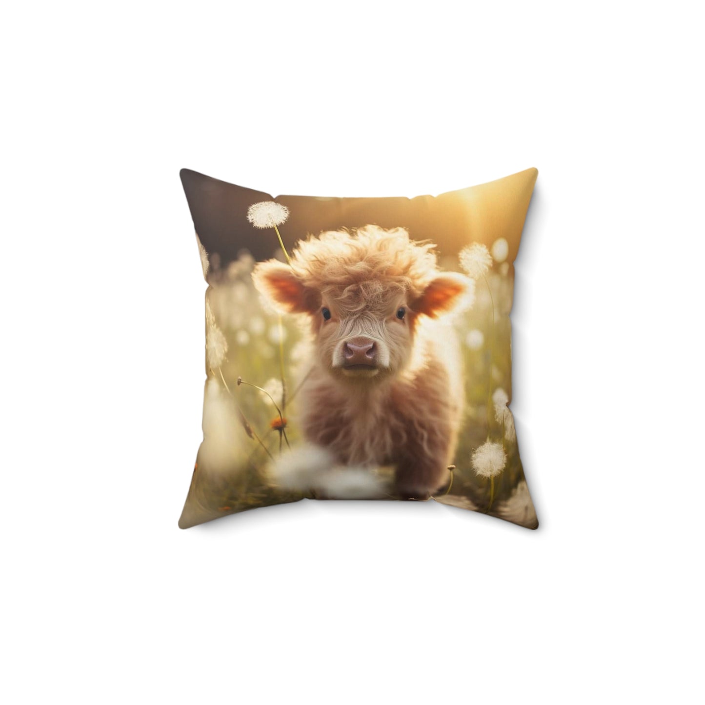 Furry Calf Spun Polyester Square Pillow