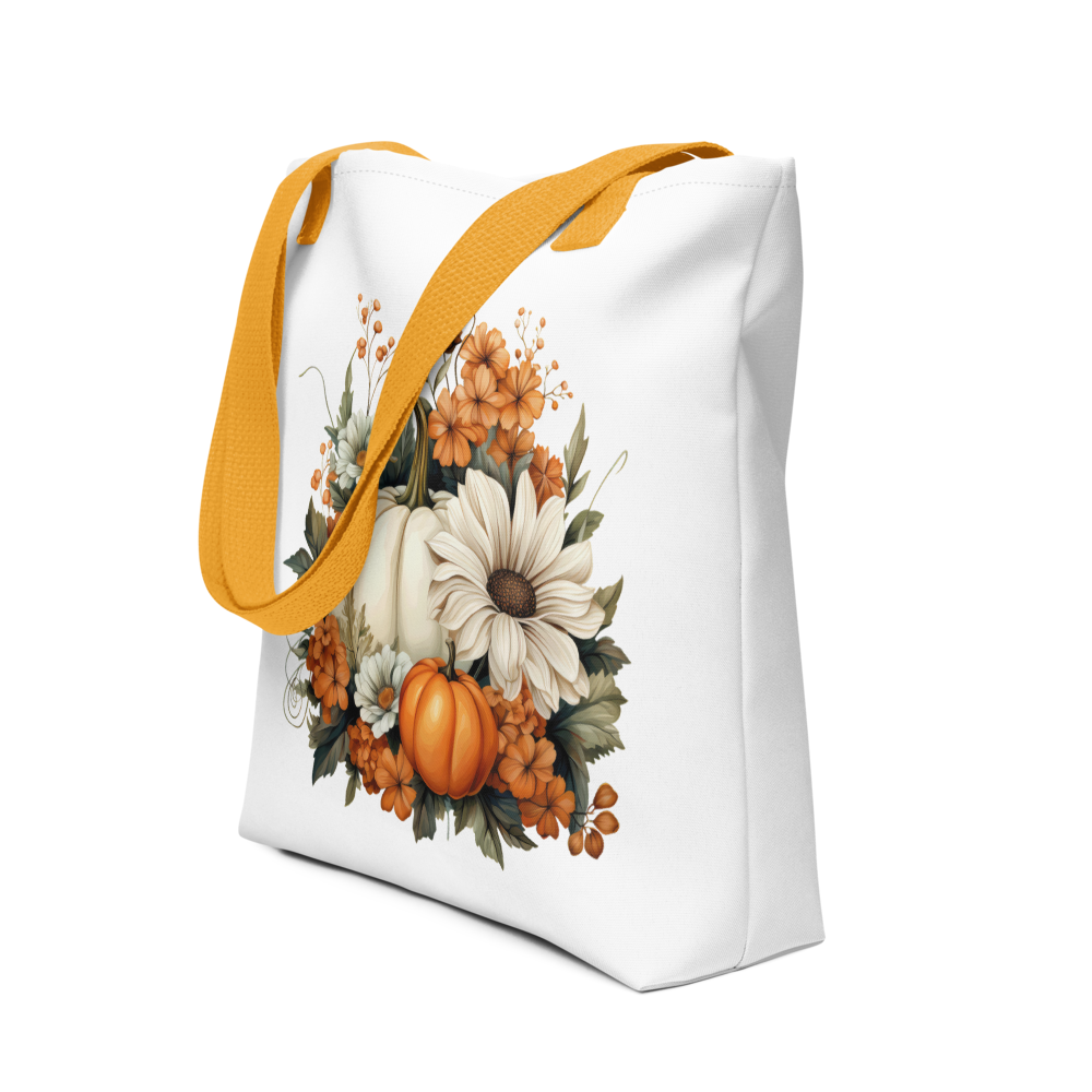 Cream and Orange Pumpkin Fall Tote bag