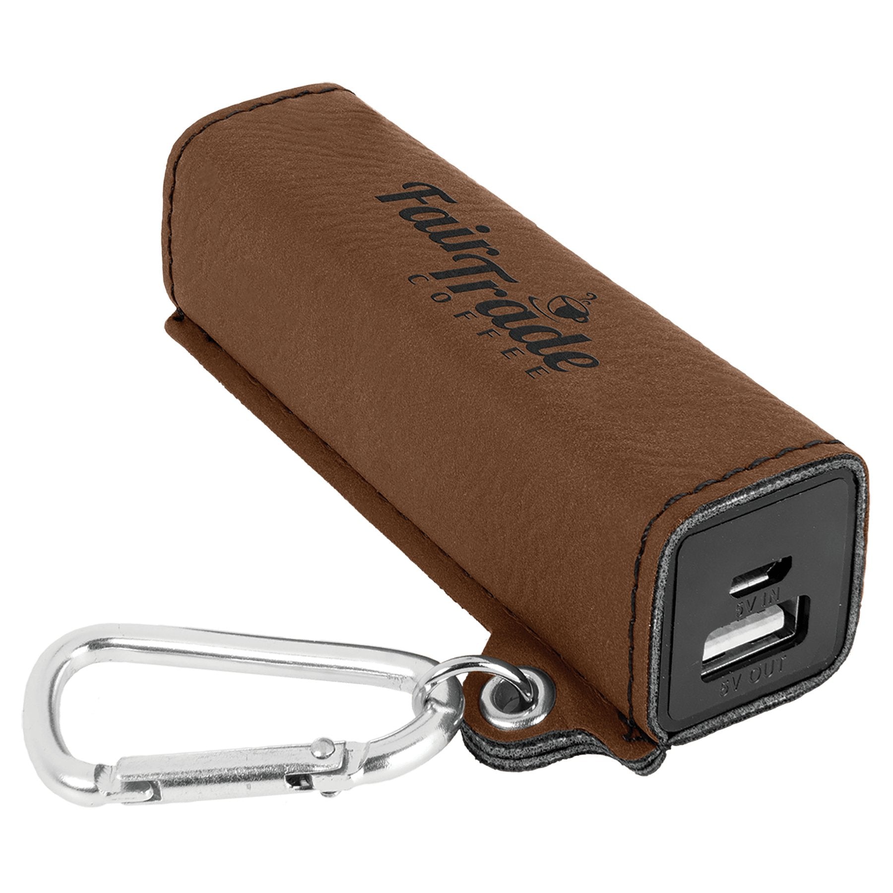Laserable Leatherette 2200 mAh Power Bank with USB Cord - Legacy Creator IncDark Brown