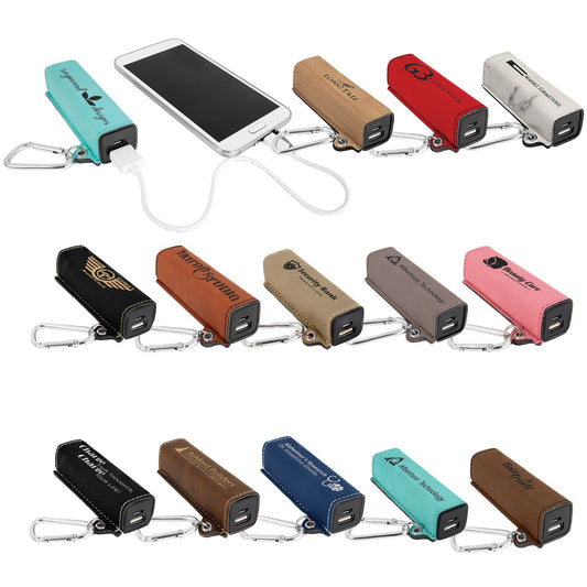 Laserable Leatherette 2200 mAh Power Bank with USB Cord - Legacy Creator IncRed