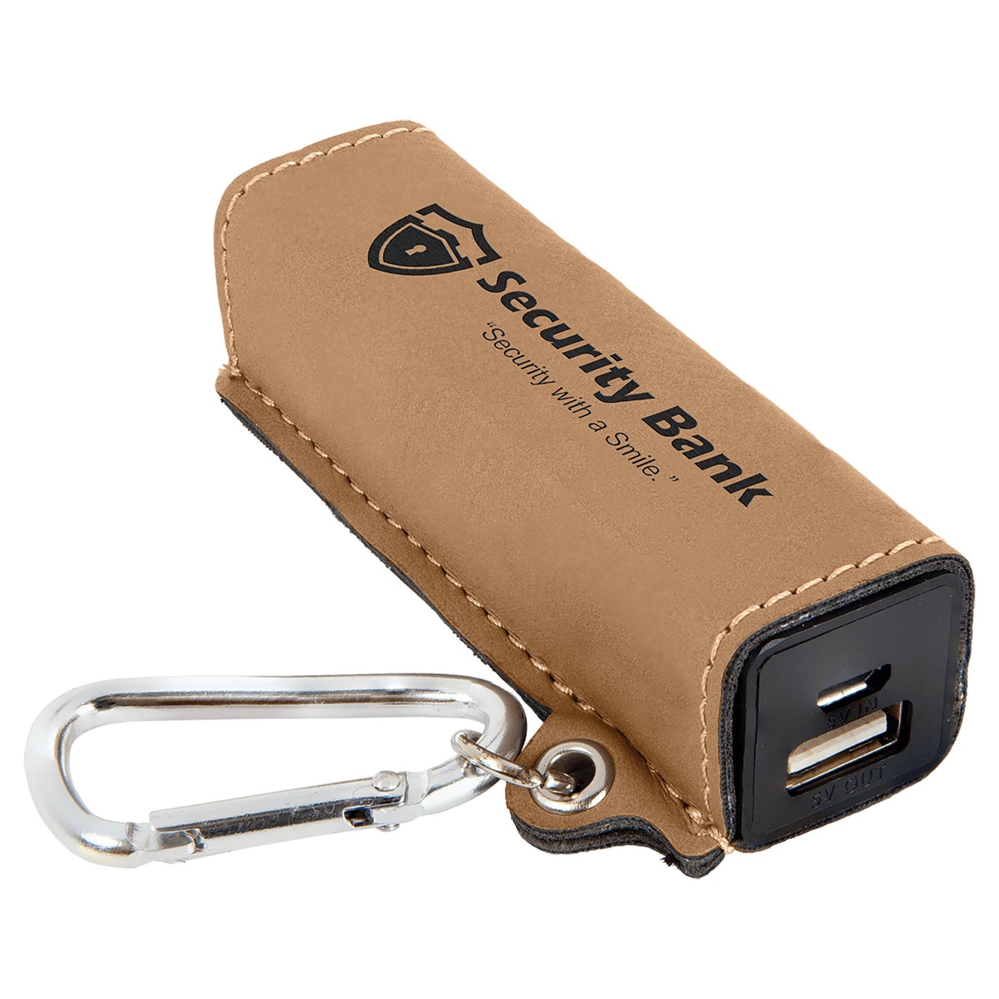 Laserable Leatherette 2200 mAh Power Bank with USB Cord - Legacy Creator IncLight Brown
