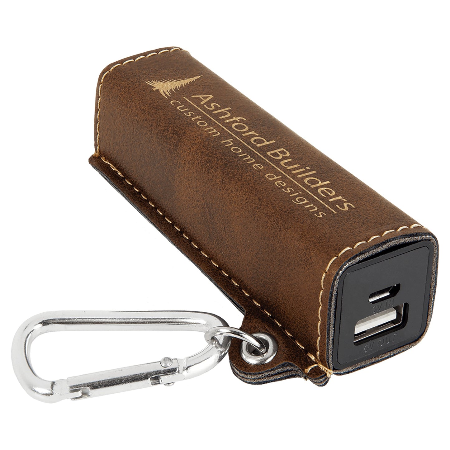 Laserable Leatherette 2200 mAh Power Bank with USB Cord - Legacy Creator IncRustic/Gold