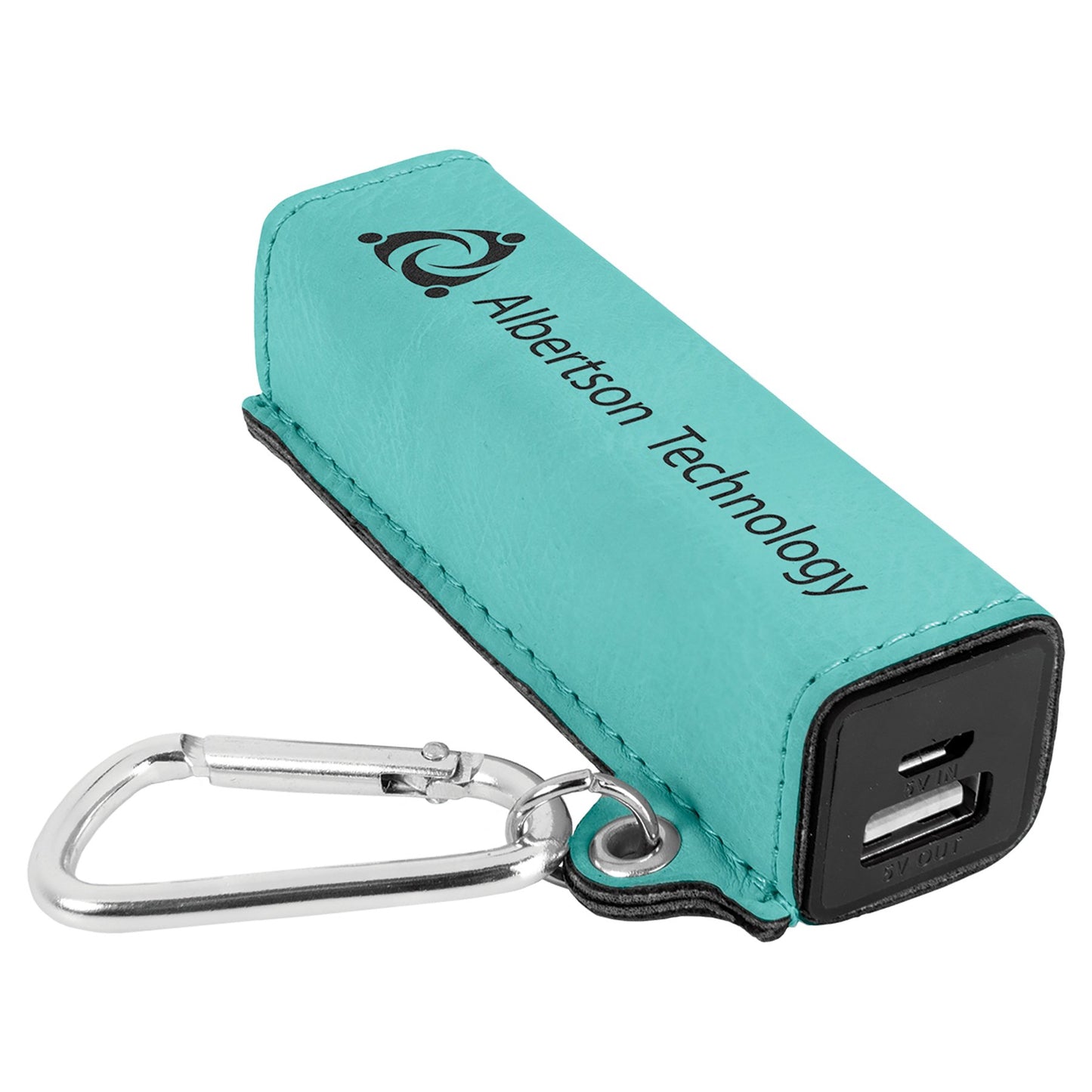 Laserable Leatherette 2200 mAh Power Bank with USB Cord - Legacy Creator IncTeal