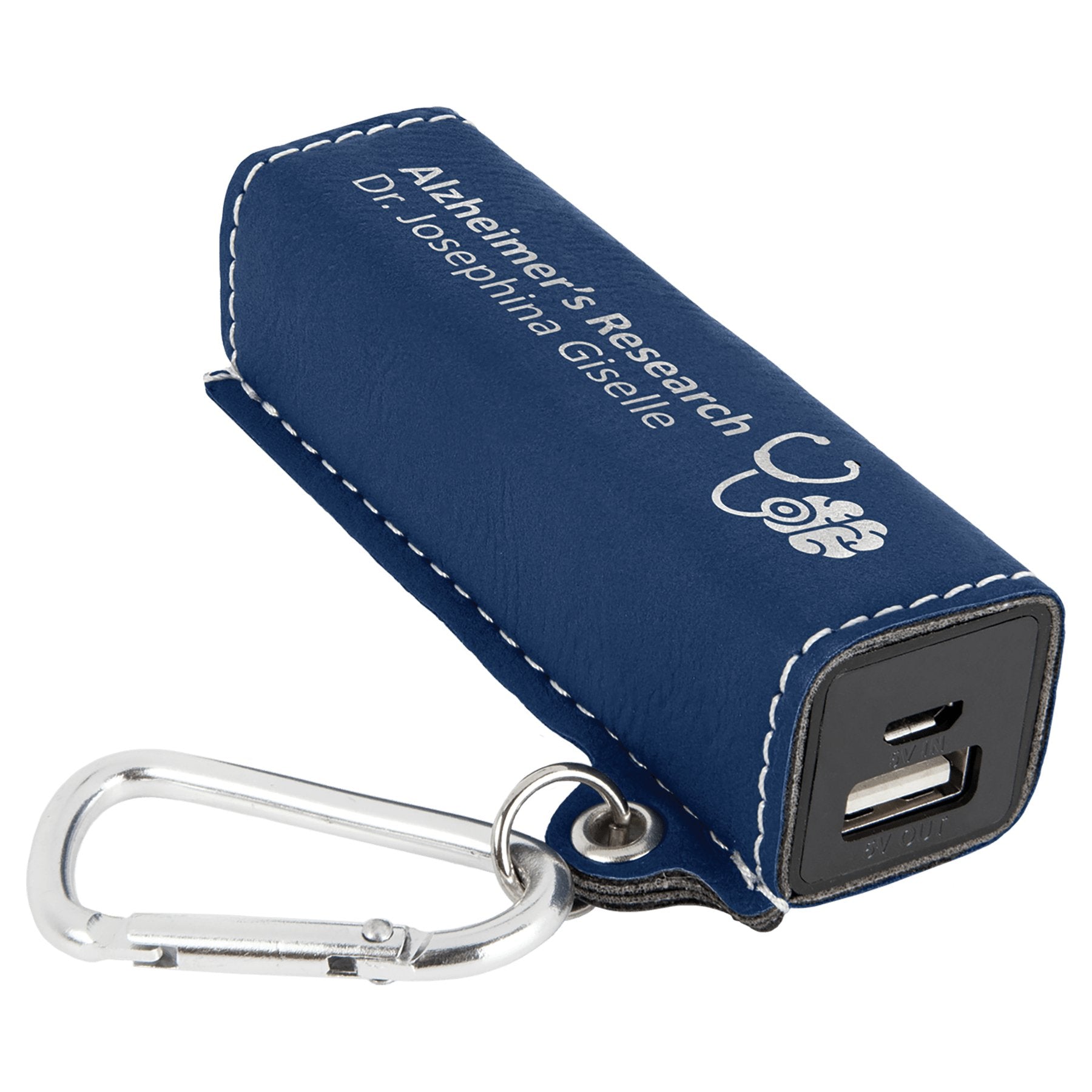 Laserable Leatherette 2200 mAh Power Bank with USB Cord - Legacy Creator IncBlue/Silver