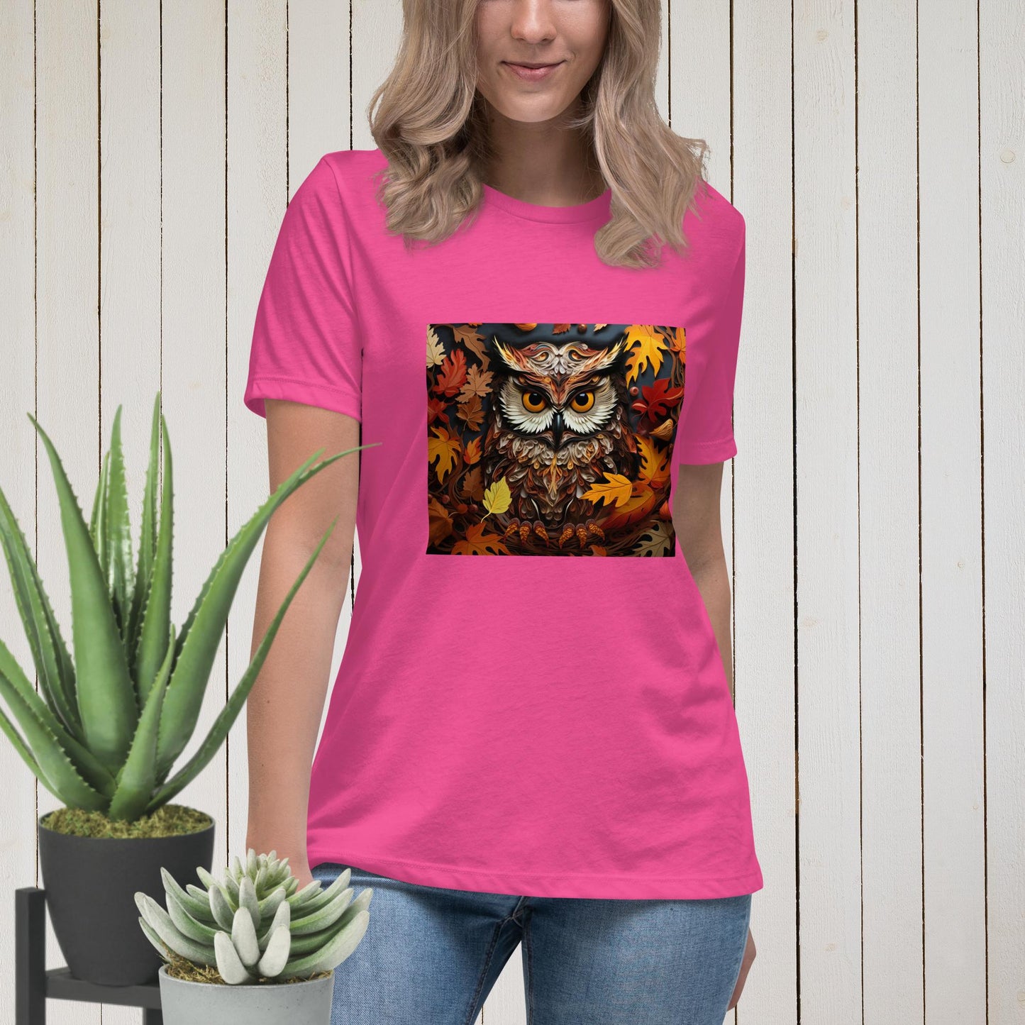 Owl in Fall Women's Relaxed T-Shirt - Legacy Creator IncBerryS