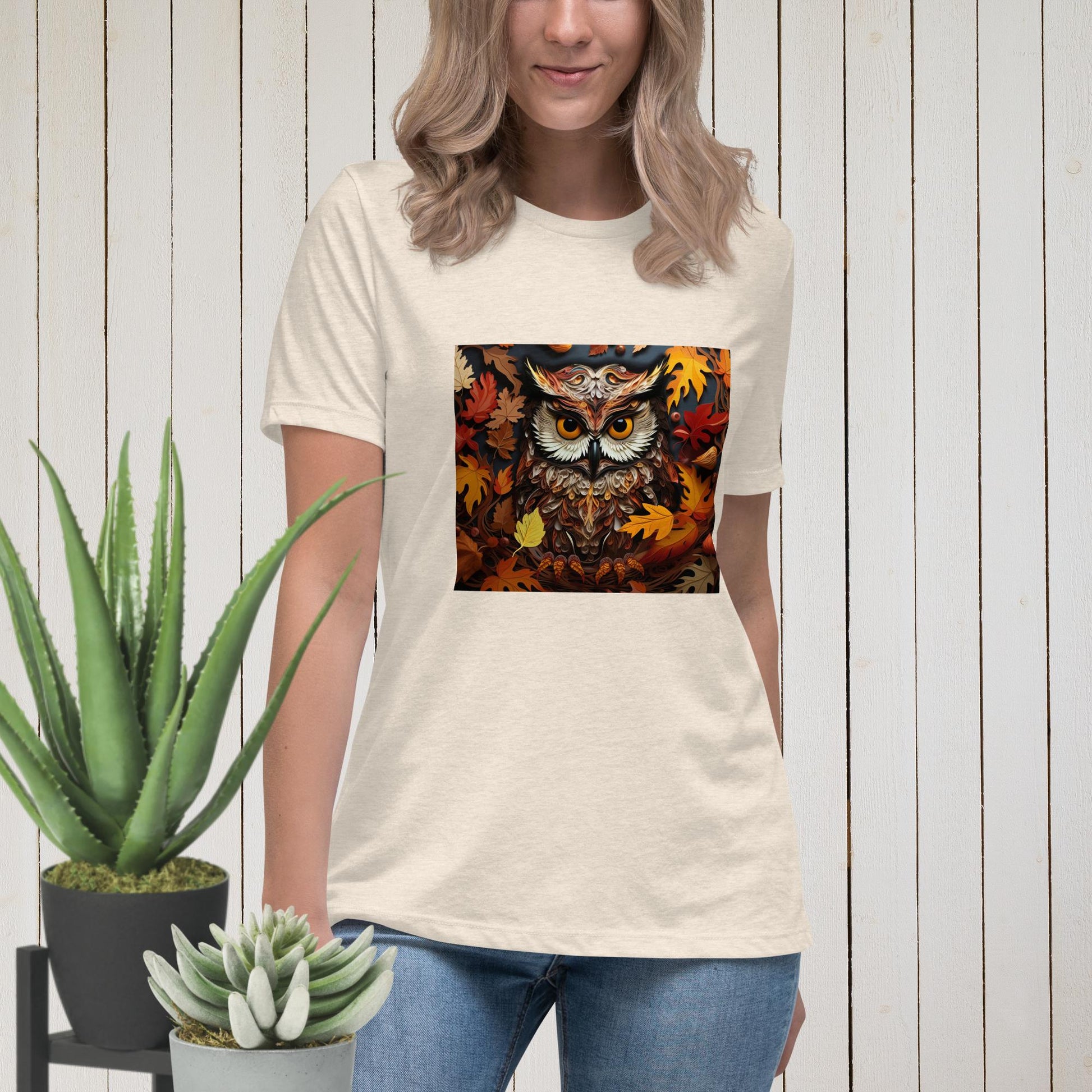 Owl in Fall Women's Relaxed T-Shirt - Legacy Creator IncHeather Prism NaturalS