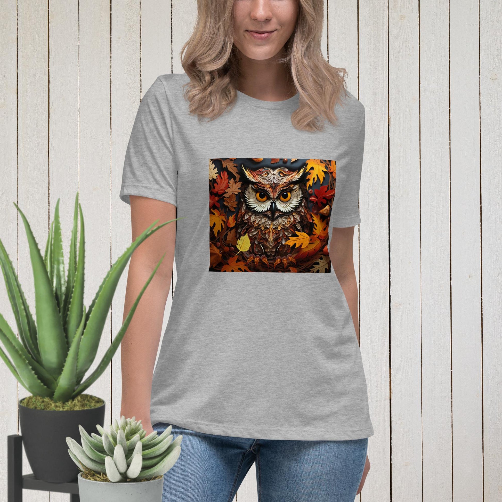 Owl in Fall Women's Relaxed T-Shirt - Legacy Creator IncAthletic HeatherS