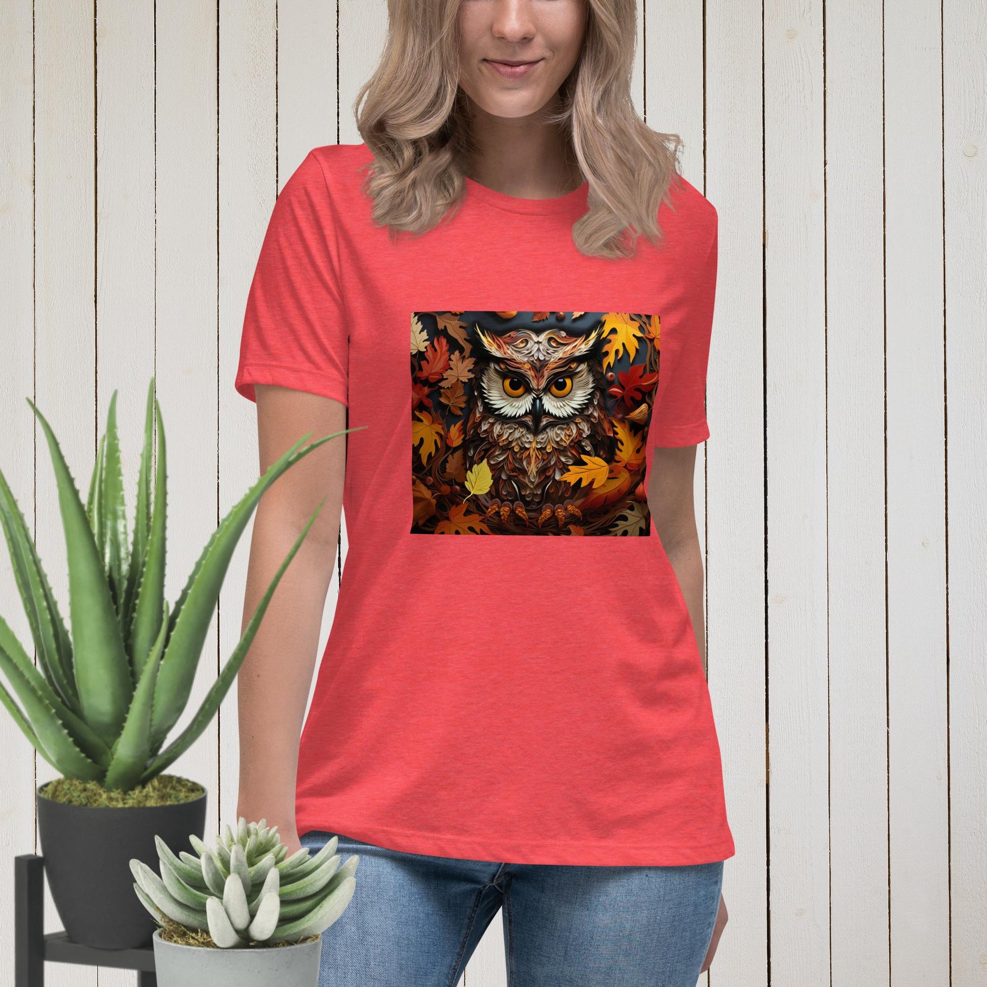 Owl in Fall Women's Relaxed T-Shirt - Legacy Creator IncHeather RedS